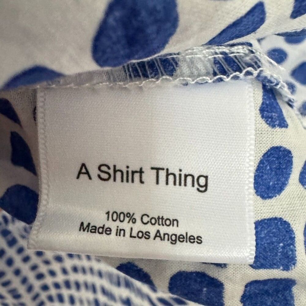 A SHIRT THING Size Small Logan Cabo Tunic Top White Blue Ruffle Cotton NEW $349 - Picture 5 of 5
